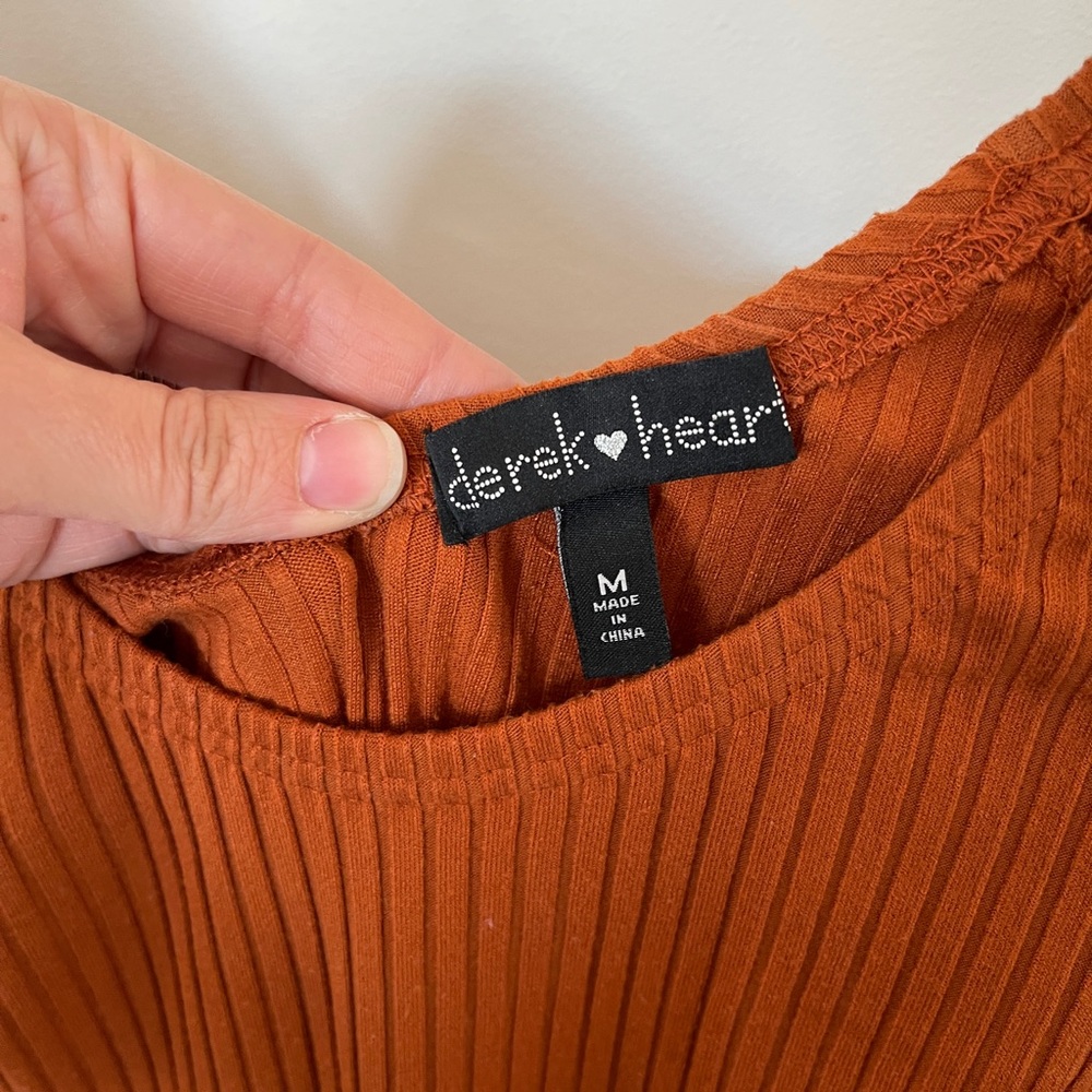 Rust Colored Ribbed Dress - Picture 5 of 9